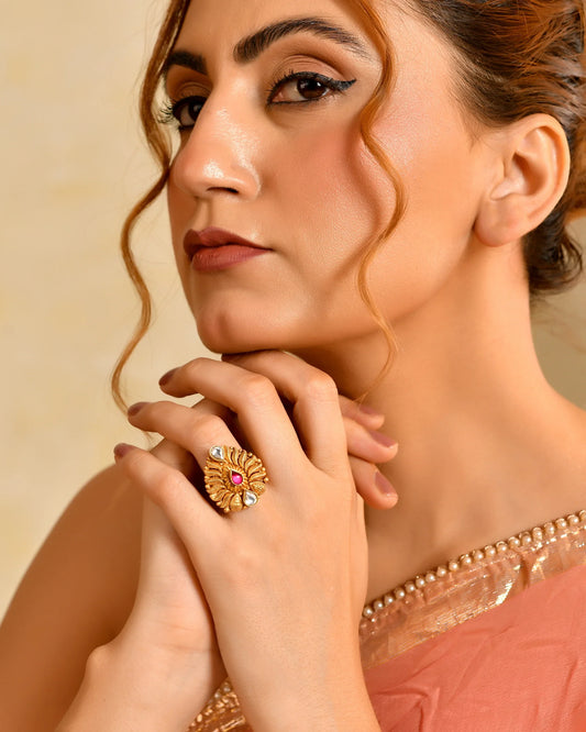 Antique Ruby Polki Ring