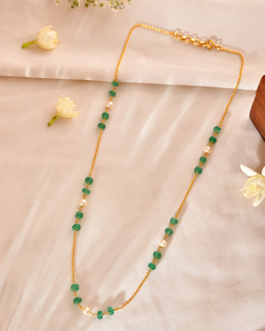 Emerald Beads and Pearl Mala