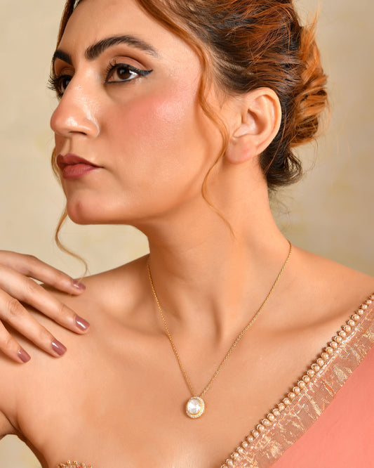 Oval Open Polki Pendant