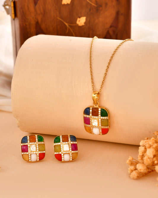 Navratan Pendant Set
