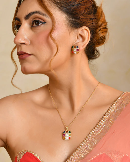 Navratan Pendant Set