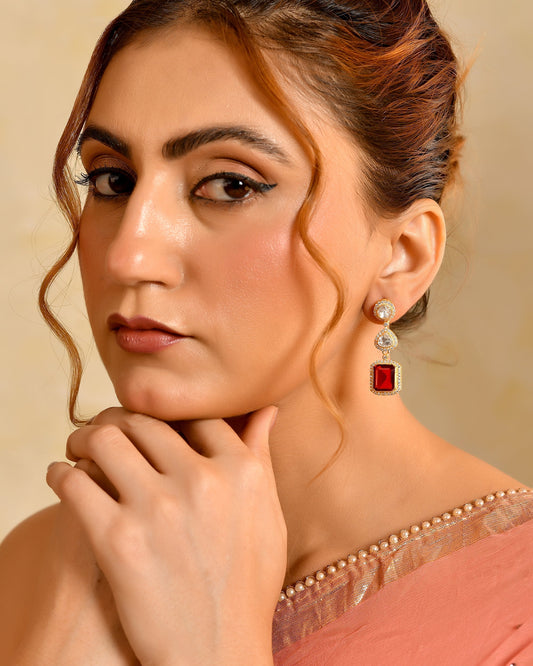 Ruby Rectangle Drop Earrings