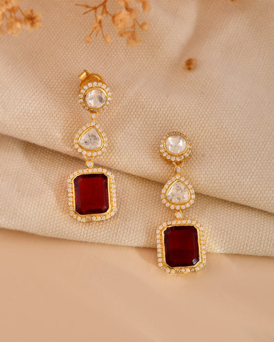 Ruby Rectangle Drop Earrings
