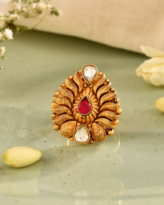 Antique Ruby Polki Ring