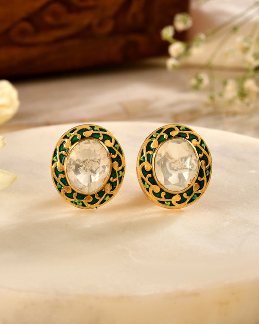 Vintage Emerald Polki Studs