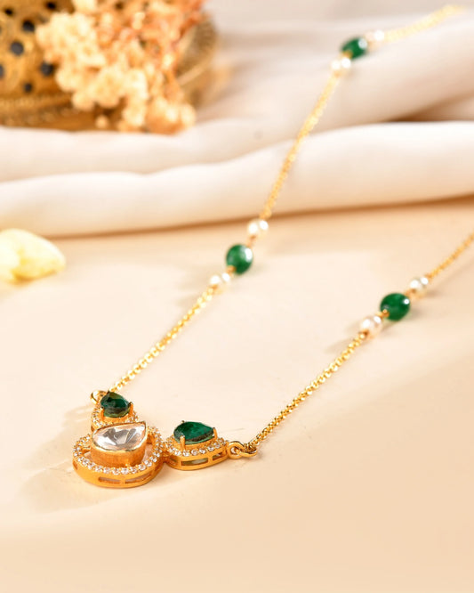 Green Leaf Polki Pendant